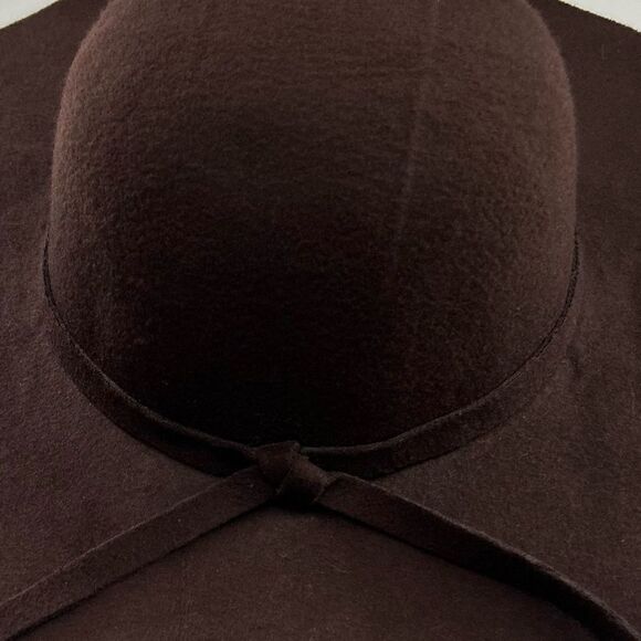 Jessica McClintock Brown Wool Blend Wide Brim Hat - Picture 3 of 7